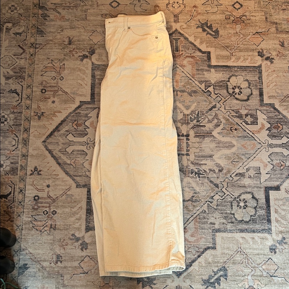 Cream Corduroy Banana Republic Wide-Leg Pants